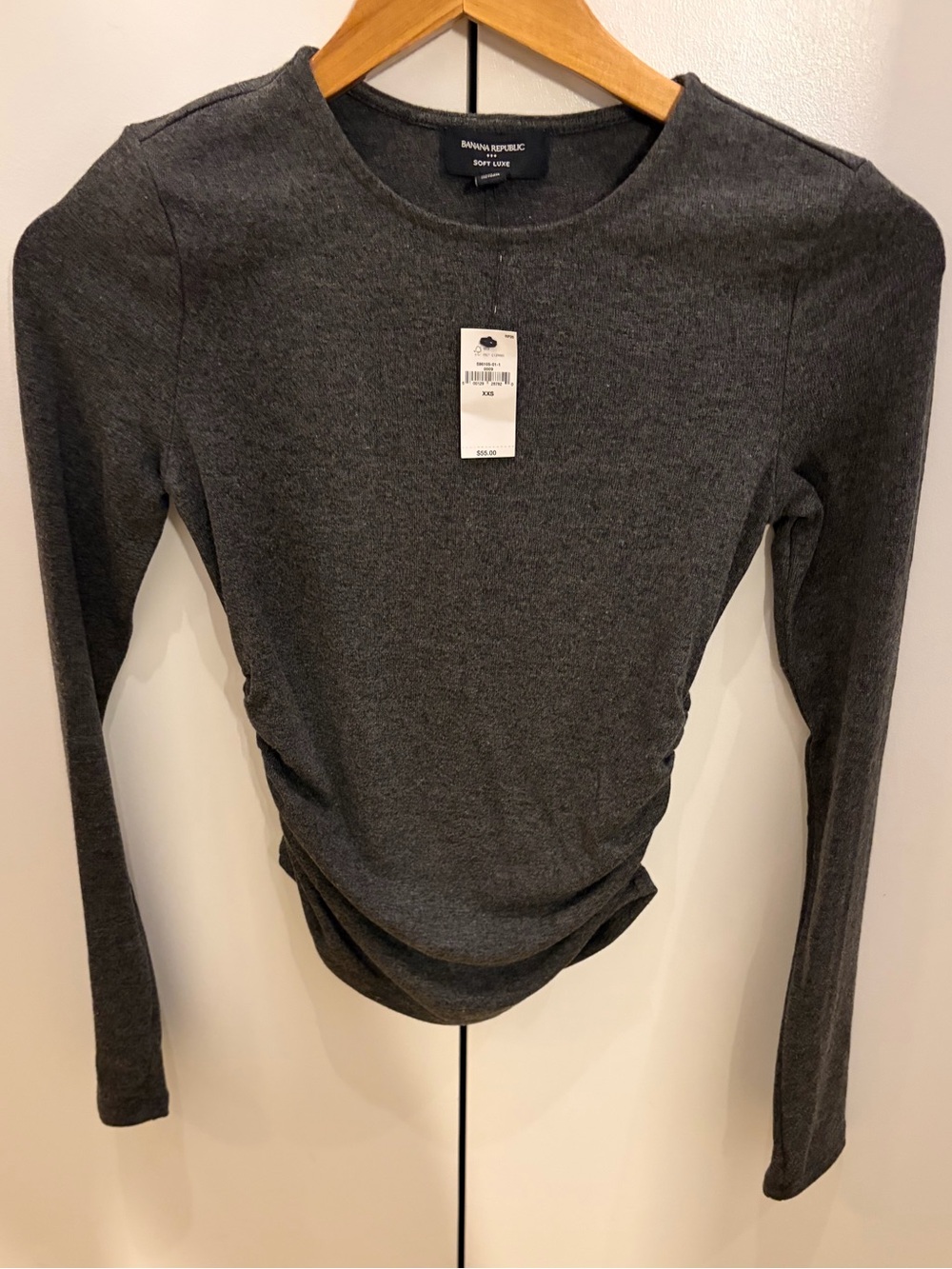 NWT- Banana Republic Soft Lavendar Long Sleeve Top - Charcoal Gray